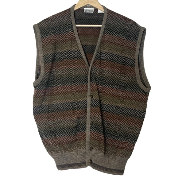 Maglificio Florence VTG Wool Button Front Sweater Vest Size L Grandpacore - Picture 1 of 6
